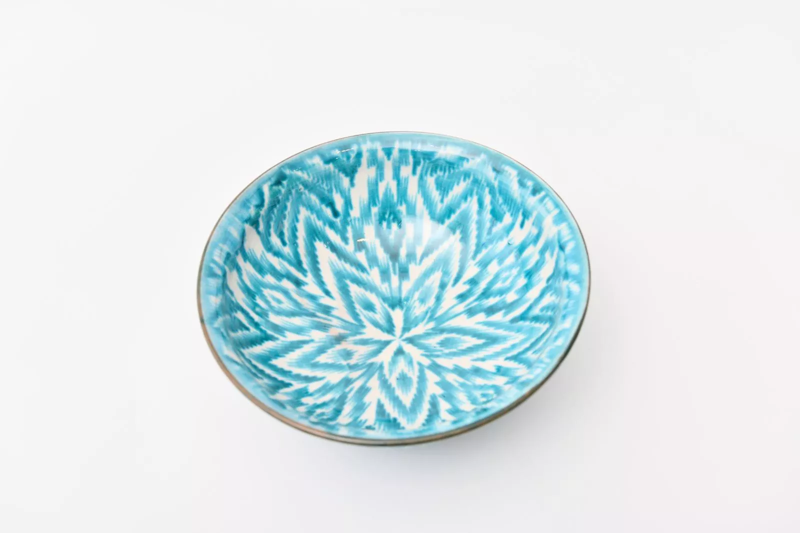 Hand-glazed turquoise salad bowl